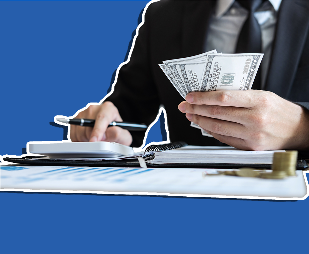 Man doing accounting (Segment A Blue)