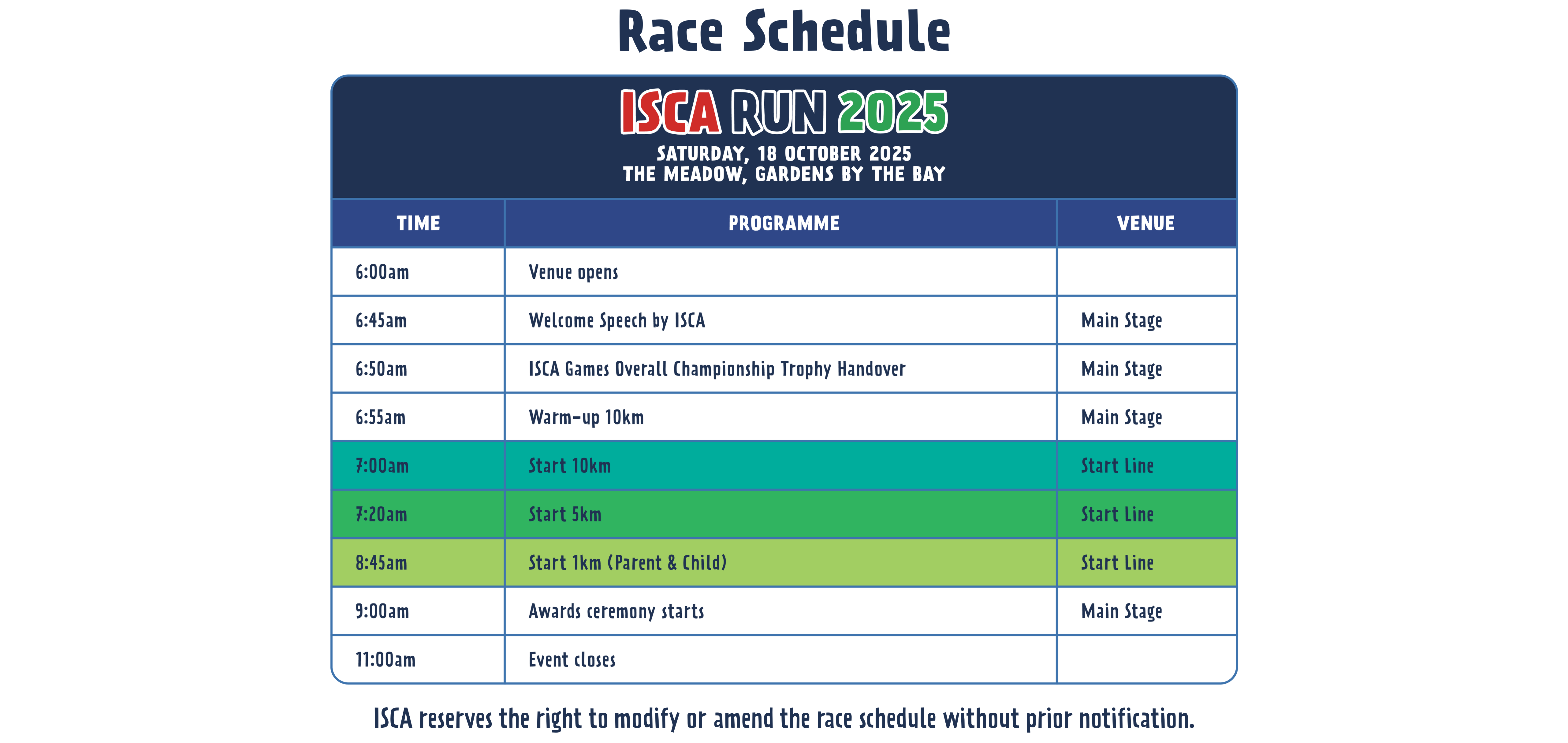 Programme Schedule