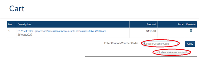Voucher code screenshot Voucher code screenshot
